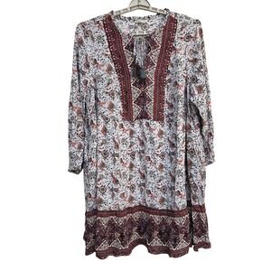 Frye and Co Floral Paisley Boho Dress Womens 2X Festival Peasant Cottage Pockets